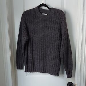 American Eagle Outfitters Gray Crewneck Sweater with Ribbed Knit